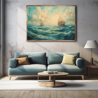Painting of Sailing Ships at Sea